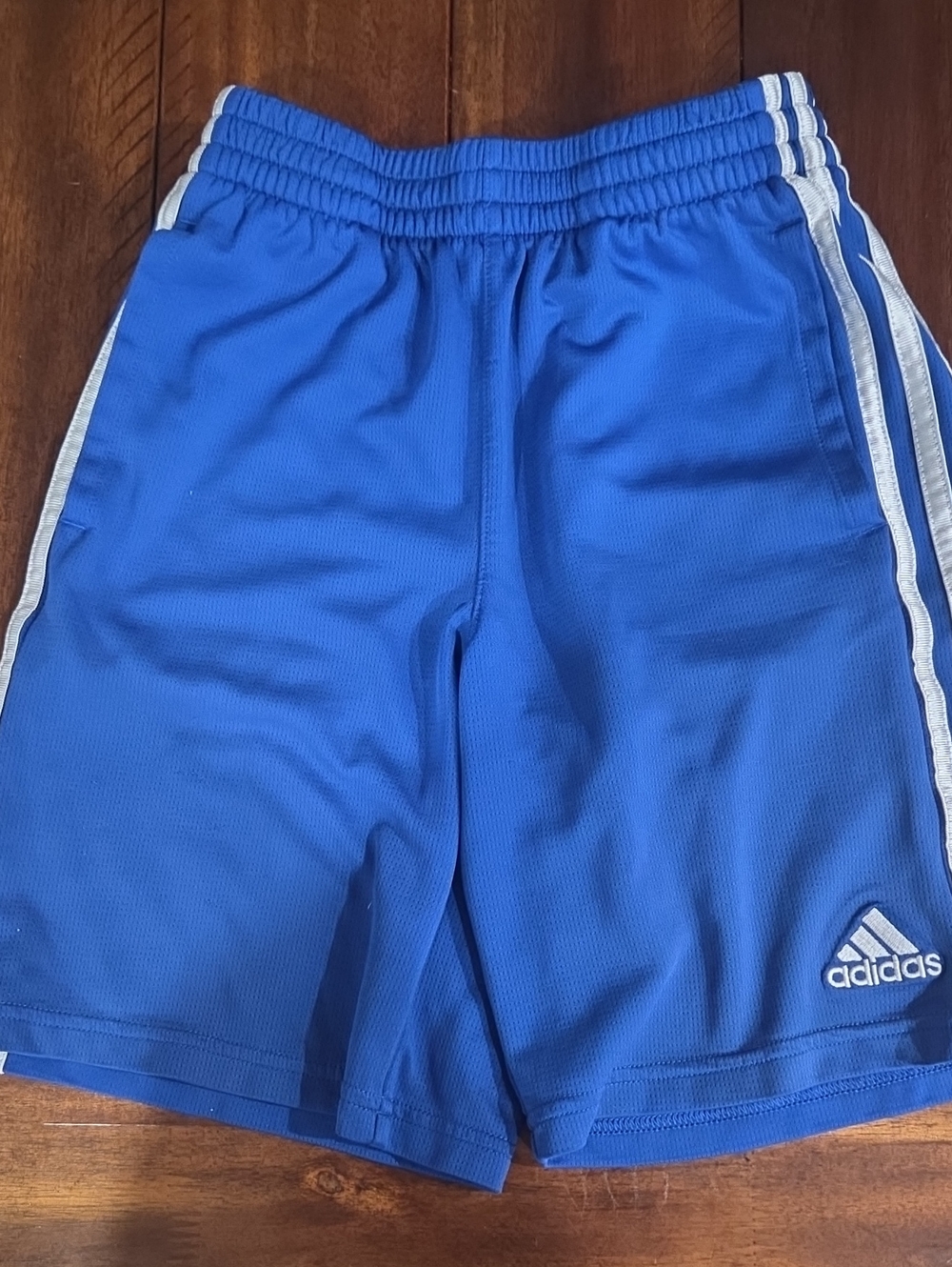 adidas youth size 8 Royal Blue Boys' Athletic Shorts with White Stripes